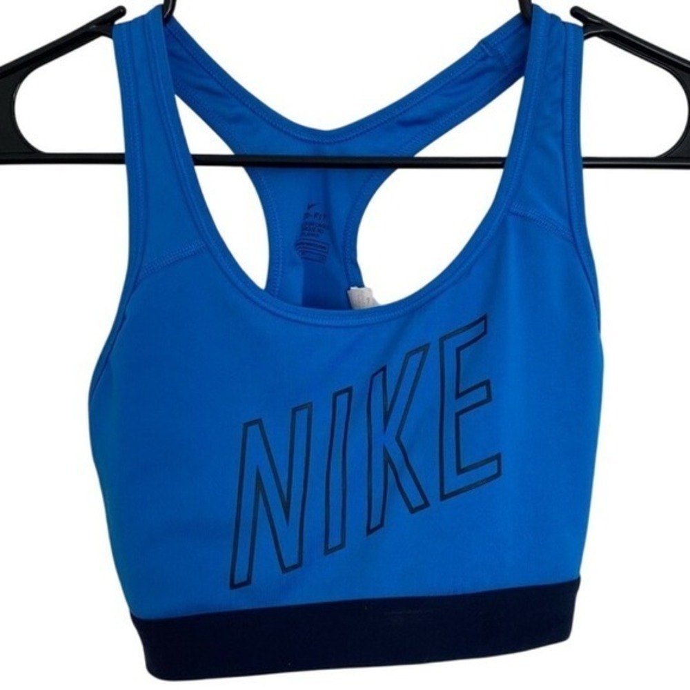 Nike DRI-FIT Sports Bra‎ Medium Support Workout Fitness Blue Size S